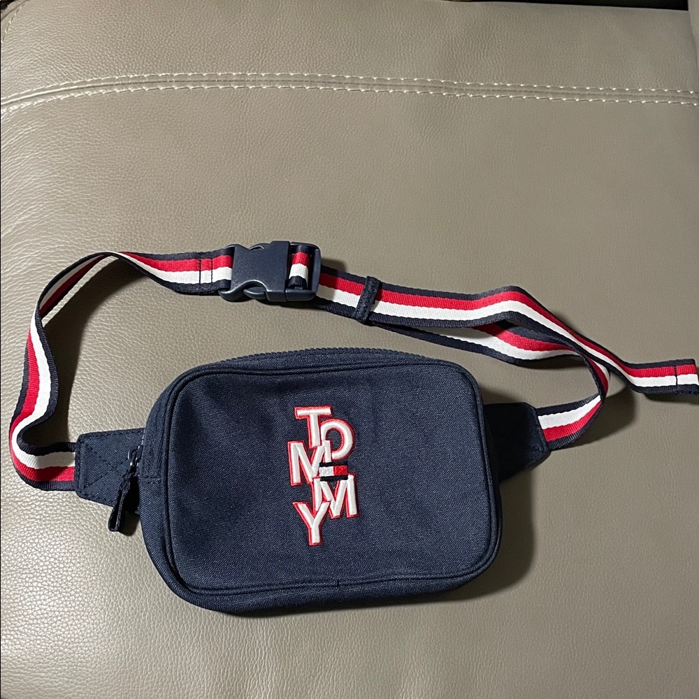 Tommy Hilfiger Navy Kids Belt Bag with Red and White Accents